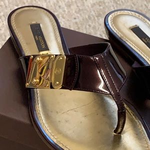 Authentic Louis Vuitton patent leather slides